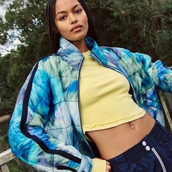 Free People Movement Pippa Printed Packable Jacket Blurry Flower Combo Large - Picture 1 of 8